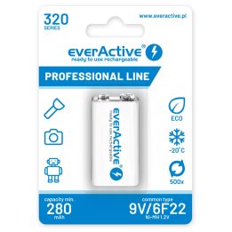 Batterie ricaricabili everActive Ni-MH 6F22 9V 320 mAh Professional Line