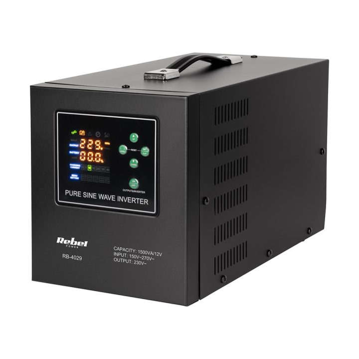 Rebel POWER-1500-LFP4 emergency power supply – a pure sine wave inverter with a 12V charging function 230V 1500VA/1050W
