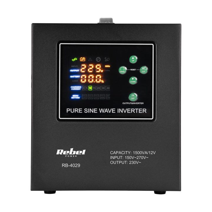 Rebel POWER-1500-LFP4 emergency power supply – a pure sine wave inverter with a 12V charging function 230V 1500VA/1050W