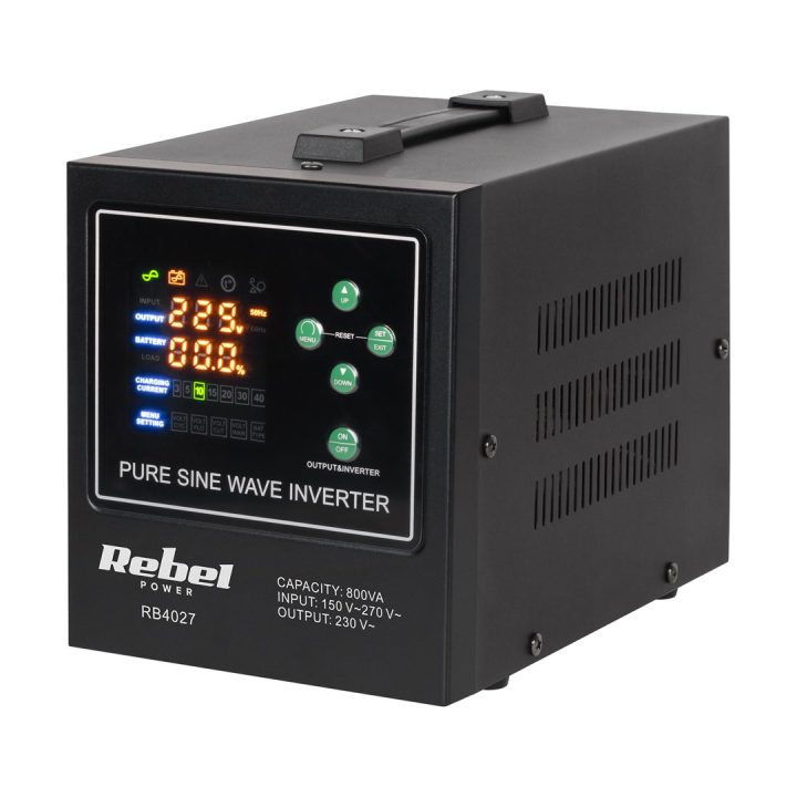 Rebel POWER-800-LFP4 emergency power supply – a pure sine wave inverter with a 12V charging function 230V 800VA/500W