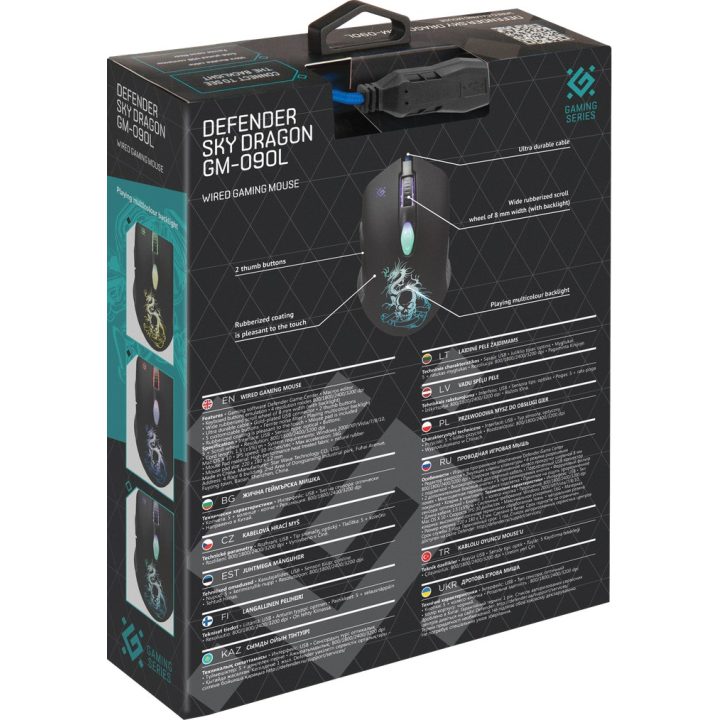 Defender GM-090L mouse destrorso USB Type-A ottico 3200 DPI