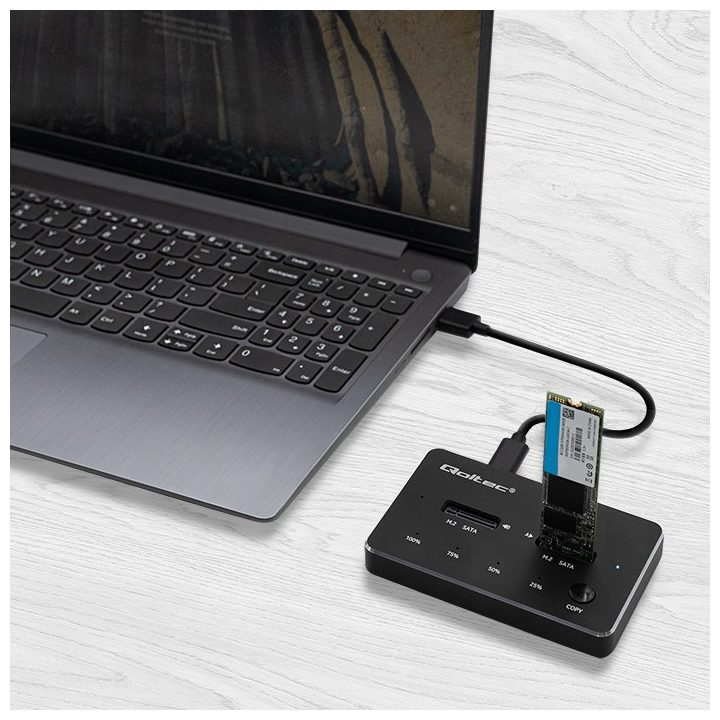 Qoltec 50310 Drive docking station 2x SSD M.2 SATA | NGFF | USB Type C