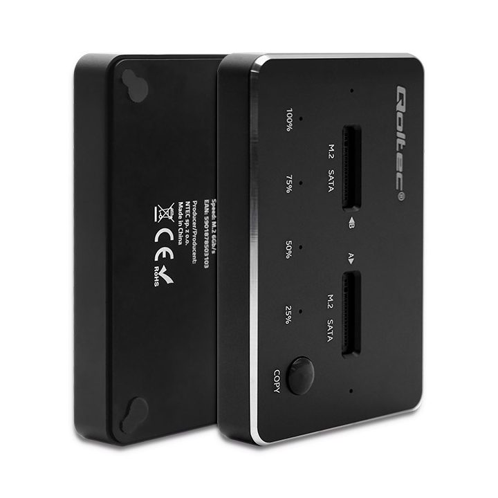 Qoltec 50310 Drive docking station 2x SSD M.2 SATA | NGFF | USB Type C