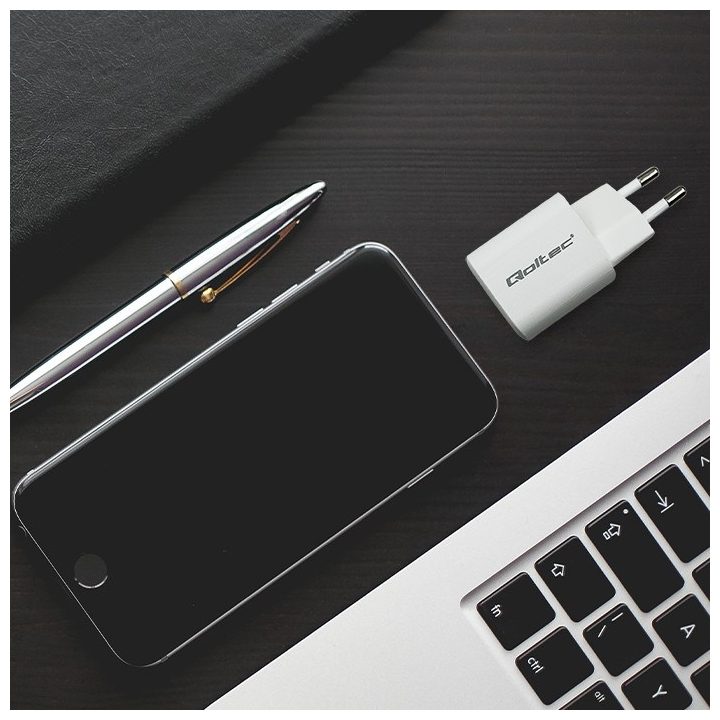 Qoltec 50763 mobile device charger Laptop Portable gaming console Power bank Smartphone Smartwatch Tablet White AC Fast charging