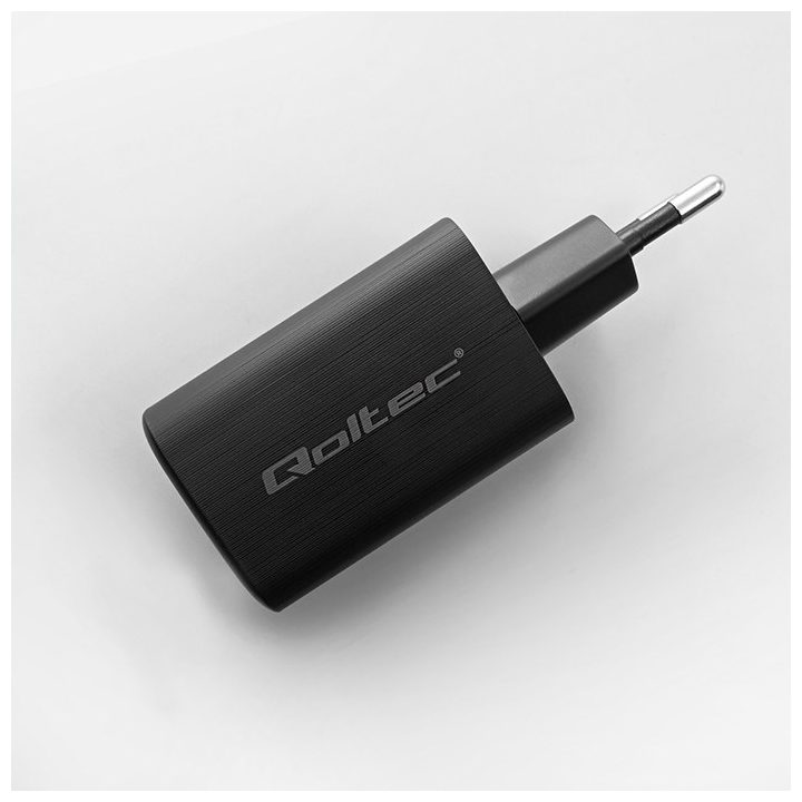 Qoltec 50766 mobile device charger Laptop Portable gaming console Power bank Smartphone Smartwatch Tablet Black AC Fast charging