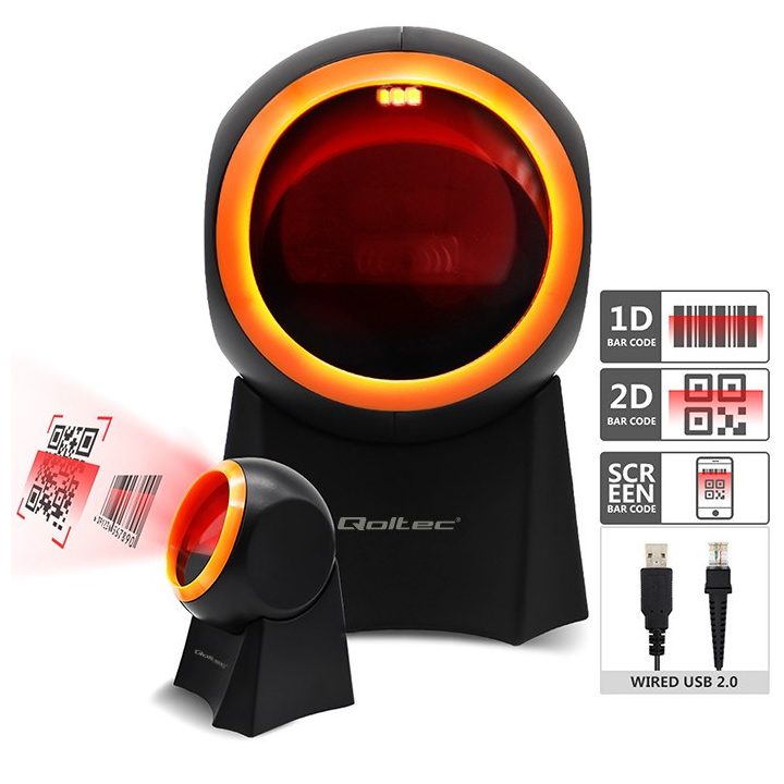 Qoltec 50857 Wired desktop barcode scanner 1D | 2D