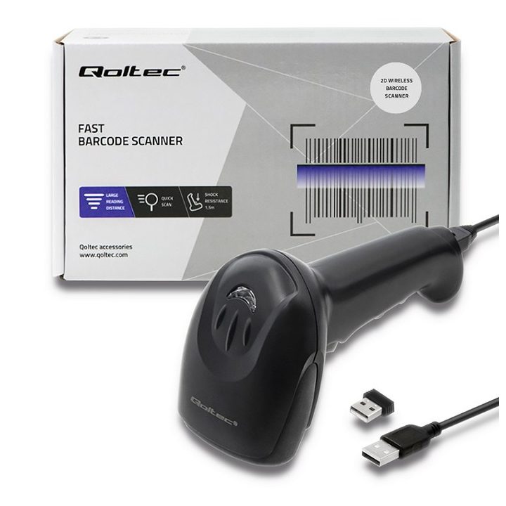 Qoltec 50868 Wireless Laser Scanner 1D | 2D | Black