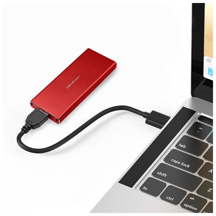 Qoltec 51831 Enclosure | M.2 SSD drive | SATA | NGFF| USB 3.0 | Super speed 5Gb/s | 2TB | Red
