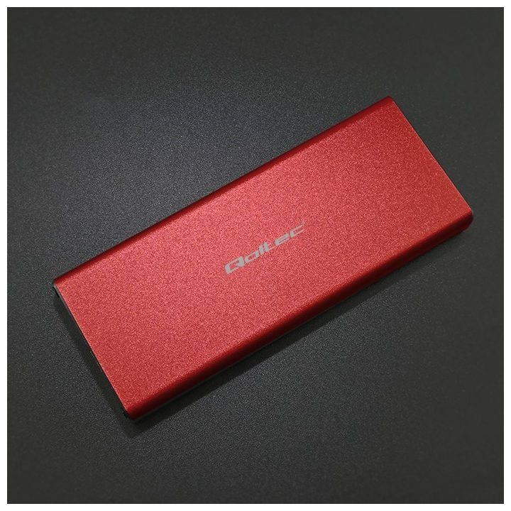 Qoltec 51831 Enclosure | M.2 SSD drive | SATA | NGFF| USB 3.0 | Super speed 5Gb/s | 2TB | Red