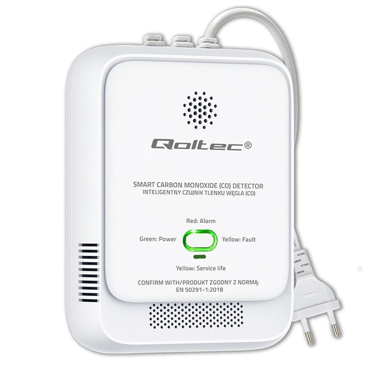 Qoltec 52576 Carbon monoxide sensor | CO detector | alarm 85dB | LED