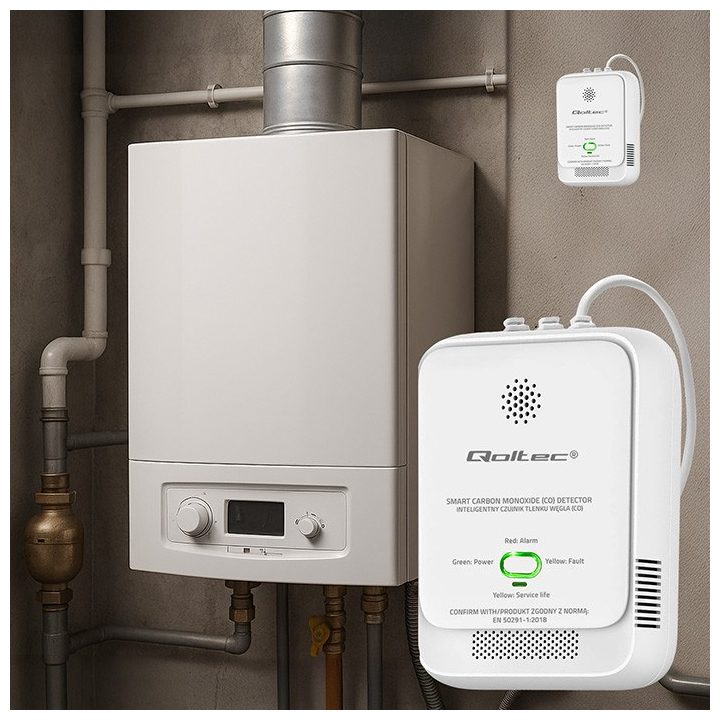 Qoltec 52576 Carbon monoxide sensor | CO detector | alarm 85dB | LED