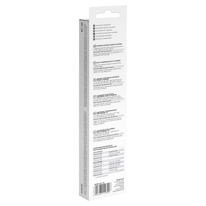 SAVIO RC-32 Universal/replacement remote control for HISENSE TV – SMART TV