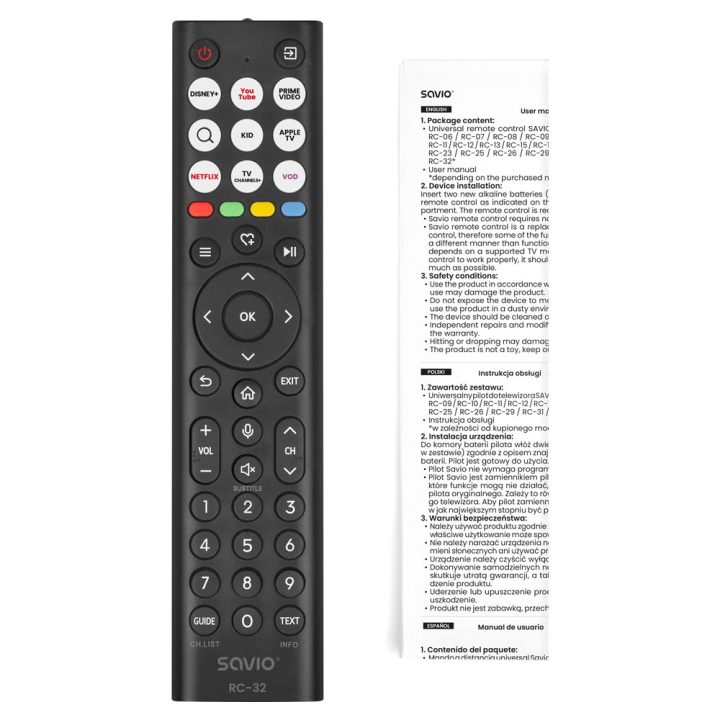 SAVIO RC-32 Universal/replacement remote control for HISENSE TV – SMART TV