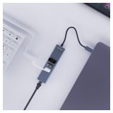 Savio AK-57 USB-A - 3 x USB-A HUB with RJ-45 Gigabit Ethernet adapter 5000 Mbit/s grey USB 3.2 Gen 1 (3.1 Gen 1) Micro-B 5000 Mb