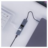 Savio AK-57 USB-C - 3 x USB-A HUB with RJ-45 Gigabit Ethernet adapter 5000 Mbit/s grey