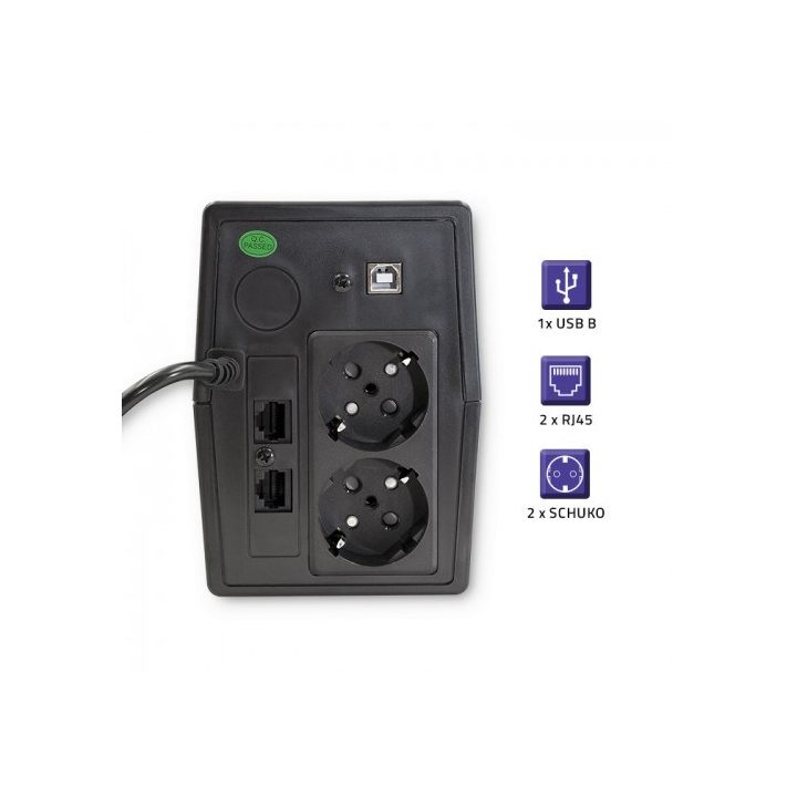 Qoltec Monolith uninterruptible power supply (UPS) Double-conversion (Online) 0.45 kVA 240 W 2 AC outlet(s)