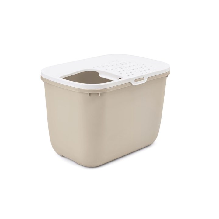 SAVIC Hop Coffee Brown with White Lid – Cat Litter Tray – 58.5x39x39.5 cm – 1 pc.