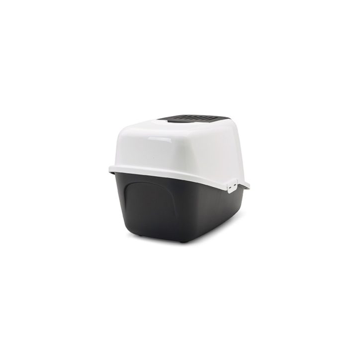 SAVIC Nestor White-Black - Covered Cat Litter Box - 56x39x38.5 cm - 1 pc