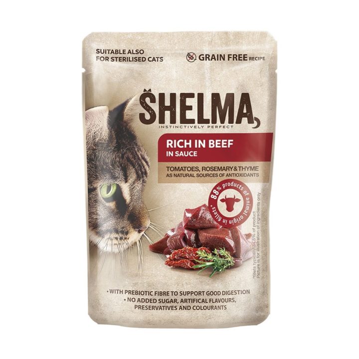 SHELMA Rich in chicken turkey beef and duck - wet cat food - 4x85g