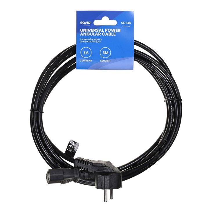 SAVIO CL-146 Power cable Schuko IEC C13 3 m Black