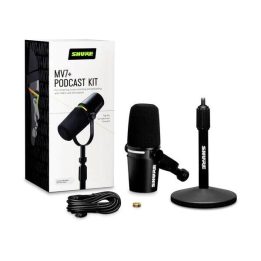 Shure MV7+-K-BNDL - lectern/vocal microphone with XLR/USB-C connector black + desk stand GATOR