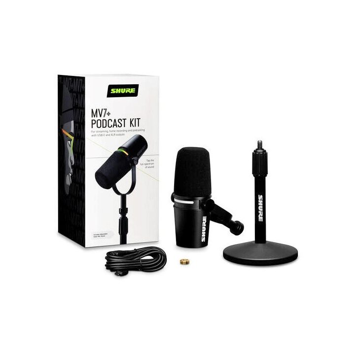 Shure MV7+-K-BNDL - lectern/vocal microphone with XLR/USB-C connector black + desk stand GATOR