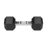 REBEL ACTIVE Rubber-coated cast iron dumbbells 2x8 kg