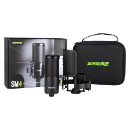 Shure SM4-K-KIT - condenser microphone externally polarised handle popfilter case