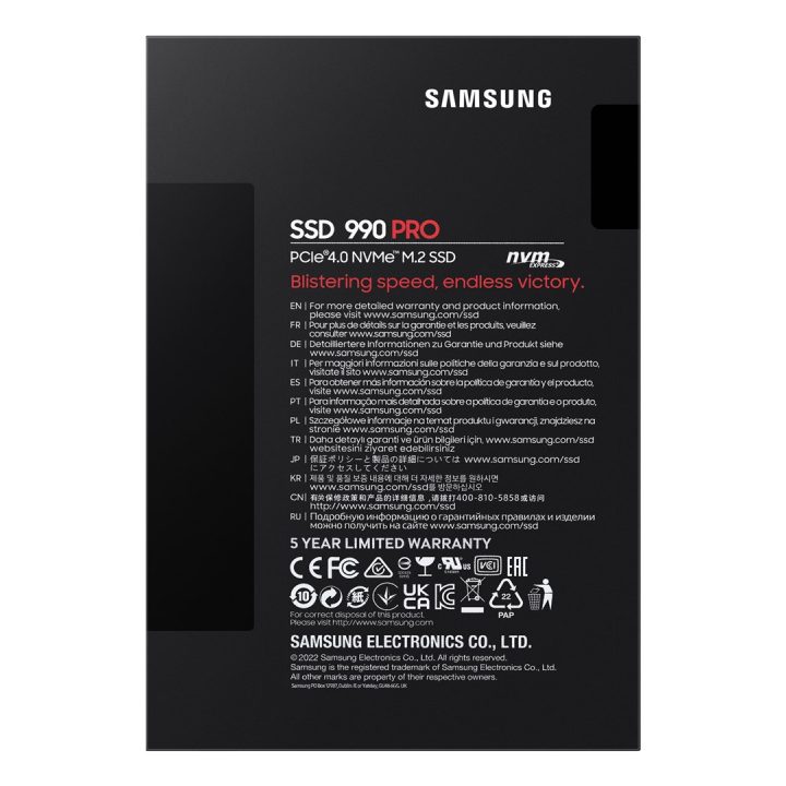Samsung 990 PRO 1 TB M.2 PCI Express 4.0 NVMe V-NAND MLC