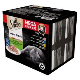 SHEBA Sauce Lover Duck Chicken Salmon Tuna – wet cat food – 32 x 85g