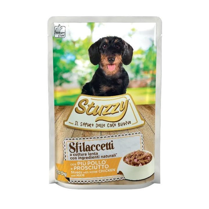 STUZZY Sfilaccetti Chicken with ham - wet dog food - 100g