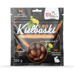 SYTA MICHA Great sausages with rabbit carrot and dandelion - dog treat - 100g