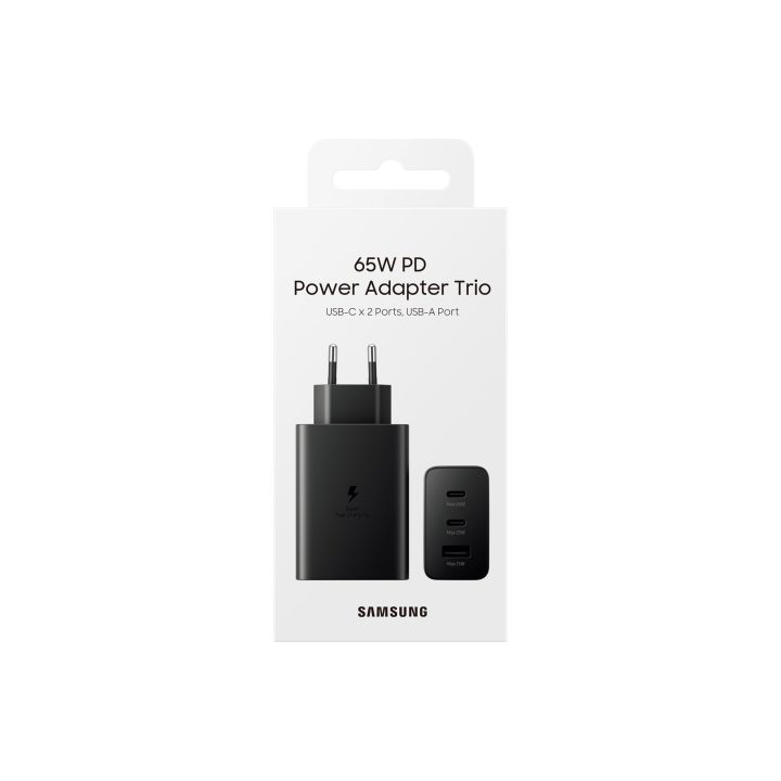 Power charger SAMSUNG Trio EP-T6530 65W PD 1x USB-A 2x USB-C (EP-T6530NBEGEU) Black