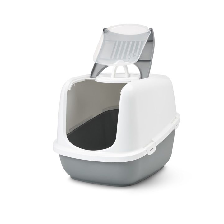 SAVIC Nestor Jumbo White-Grey – covered cat litter box – 66.5x48.5x46.5 cm – 1 pc.
