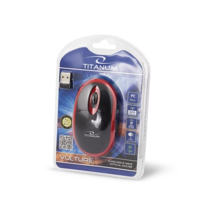 Titanum TM116E Wireless 3D mouse 2.4GHZ Black / Red