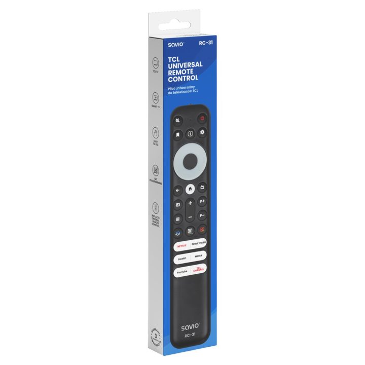 SAVIO RC-31 Universal/replacement remote control for TCL TV – SMART TV