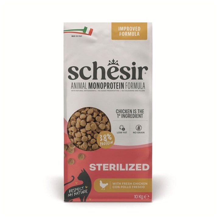 SCHESIR Animal Mono Protein Formula Sterilized chicken – dry cat food – 10 kg