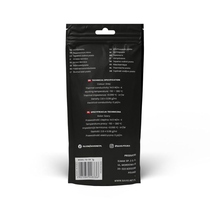 Savio TG-04 Thermal Insulating Paste 14.5 W/m-K 1g