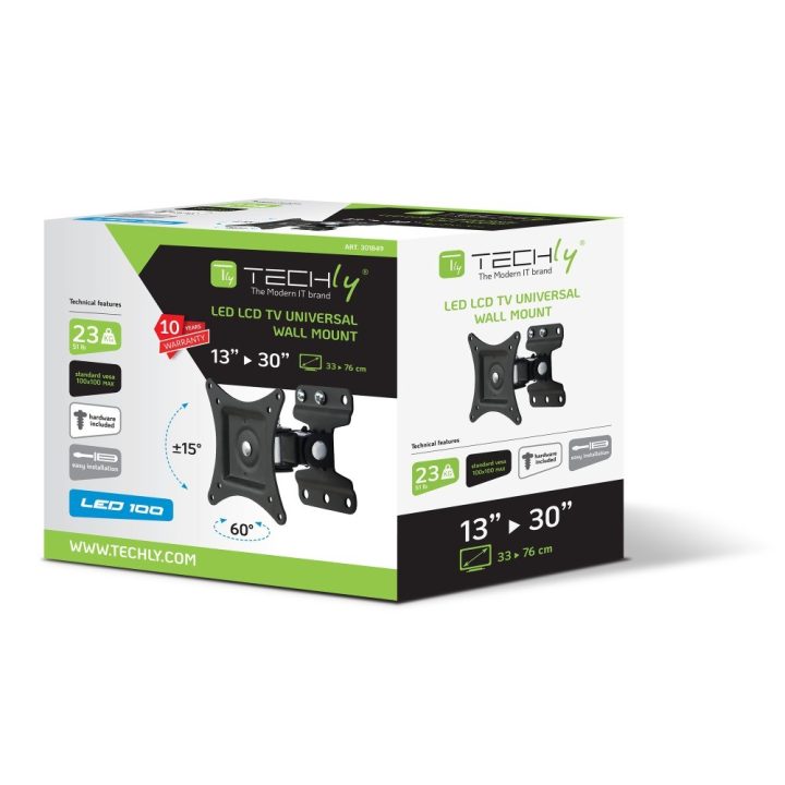 Techly 13-30 Wall Bracket for LED LCD TV Full Motion ICA-LCD 201BK