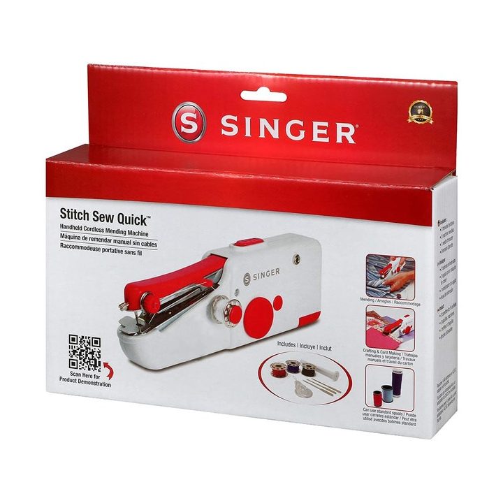 SINGER Stitch Sew Quick Mini mechanical sewing machine AA Battery White