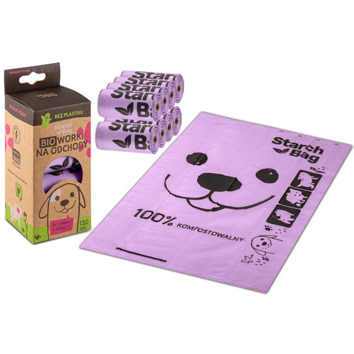 STARCHBAG BIO compostable poop bags lilac – 8x15 pcs