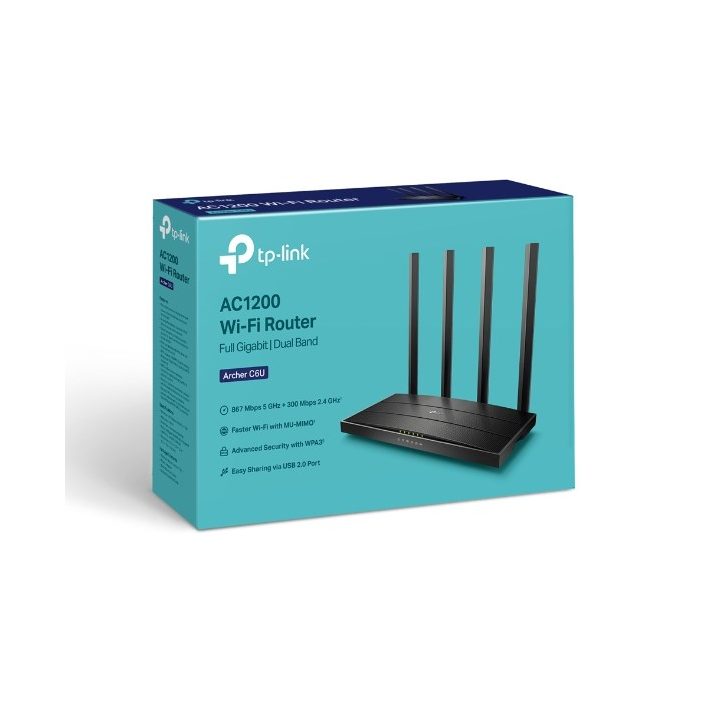 TP-Link Archer C6U wireless router Gigabit Ethernet Dual-band (2.4 GHz / 5 GHz) Black