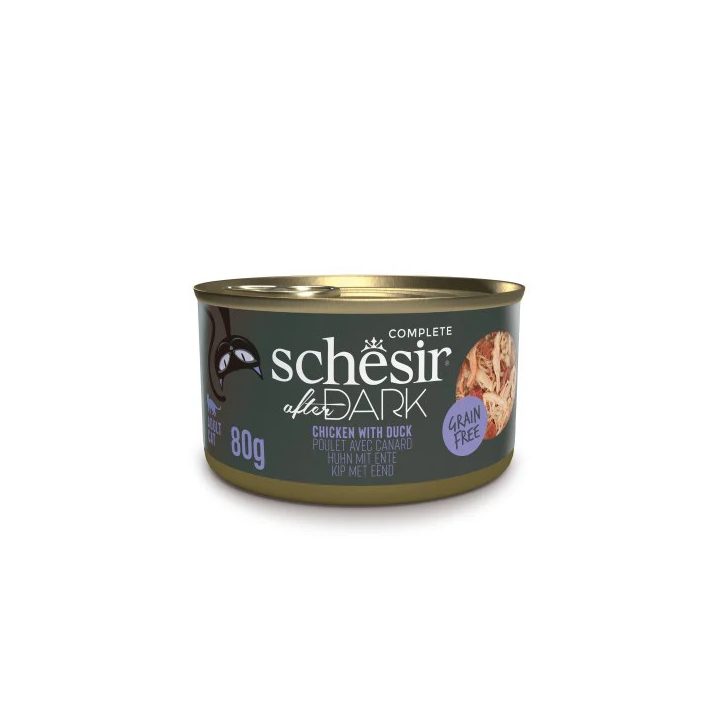 SCHESIR After Dark Chicken fillet with duck in broth - wet cat food - 80g