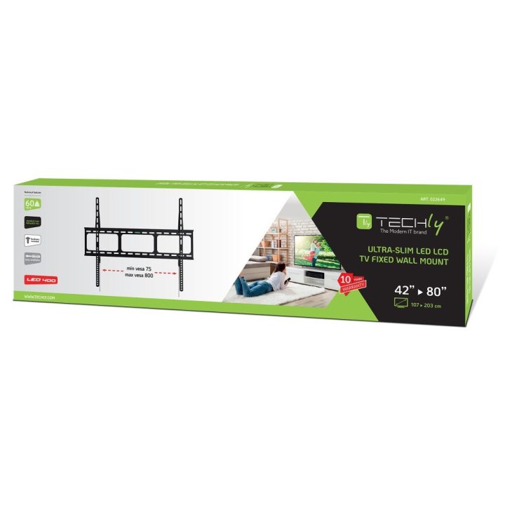 Techly Wall Mount for LED LCD TV 42-80 Ultra Slim Fixed H600mm ICA-PLB 860