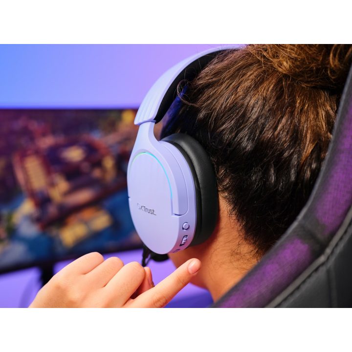 Trust GXT 491P FAYZO Headset Wired & Wireless Head-band Gaming USB Type-A Bluetooth Black Purple