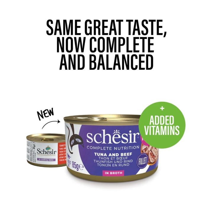 SCHESIR in broth Tuna with beef and rice - wet cat food - 85 g