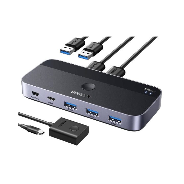 Ugreen USB 3.0 switch CM662 2×4 outputs black