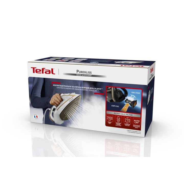 Tefal Puregliss FV8042 Dry & Steam iron Durilium AirGlide Autoclean soleplate 3000 W Bronze White