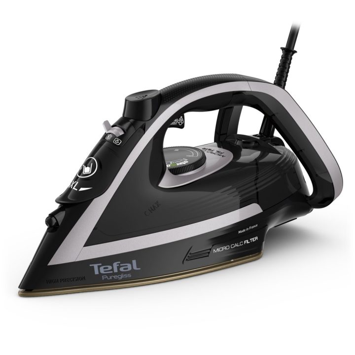 Tefal Puregliss FV8062E0 iron Dry & Steam iron Durilium AirGlide Autoclean soleplate 3000 W Black Grey