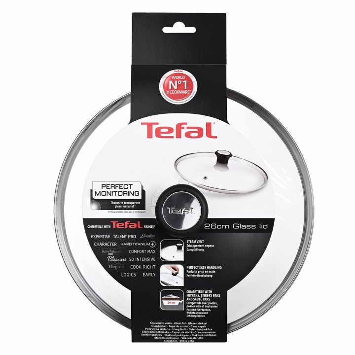 Tefal 28097612 pan lid Round Black Stainless steel Transparent